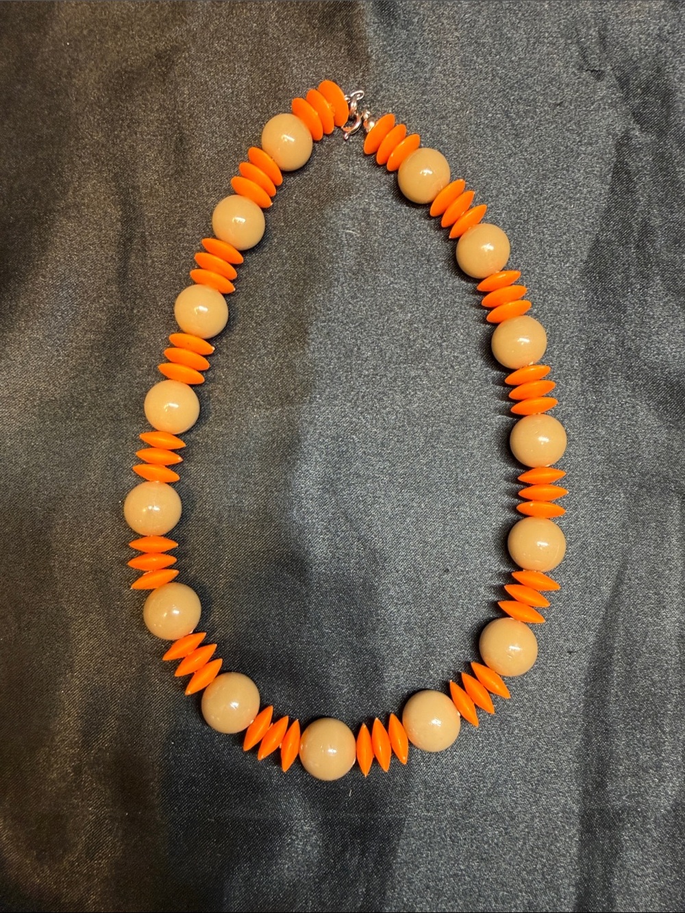 Beaded Orange and Cream Statement Necklace